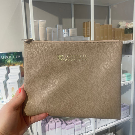 Makeup Bag - Beige &amp; Gold Details 